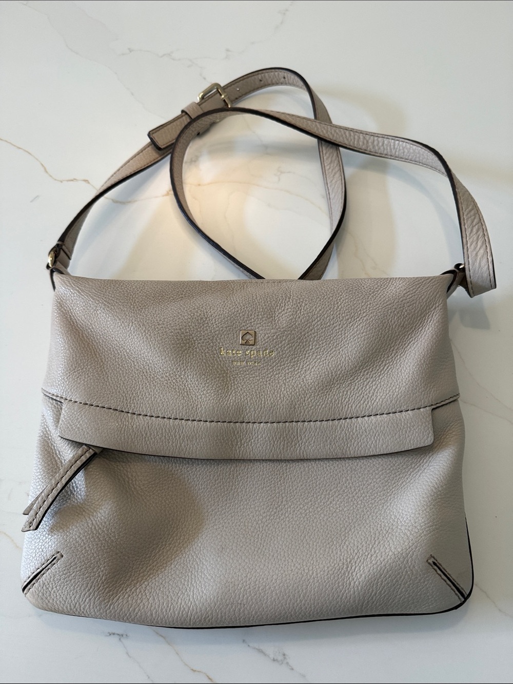 kate spade Pebbled Leather Crossbody in Light Taupe